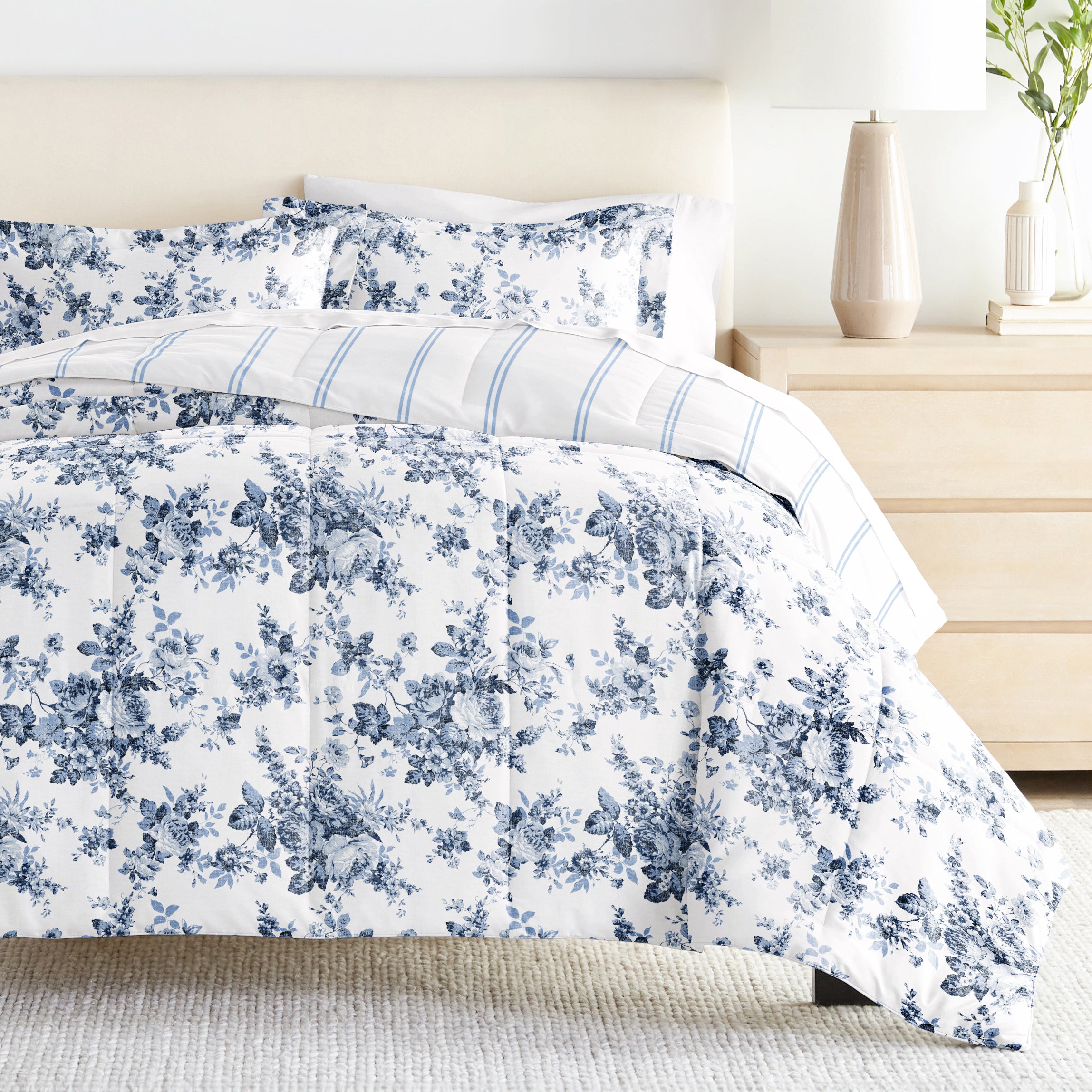 Buy Cabbage Rose Reversible Down-Alternative Comforter Set | LINENS & HUTCH