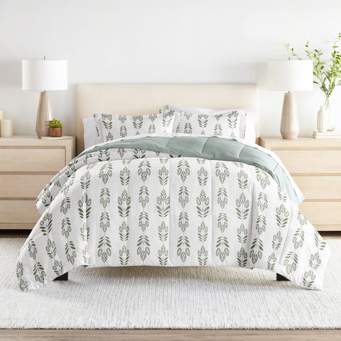 Buy Folk Leaves Reversible Down-Alternative Comforter Set