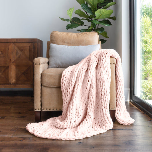 Blush, Chunky Knit Blanket