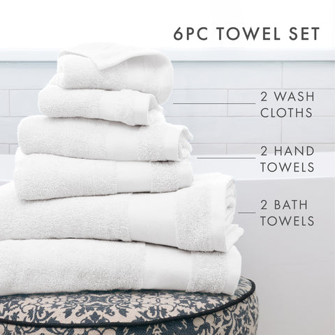 Cotton Craft Ultra Soft 6 Piece Towel Set - Highly Absorbent Bathroom Shower- Premium Ringspun Cotton 580 GSM- 2 Oversized Large Bath Towels 30X