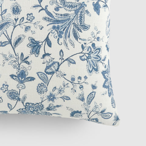Blue and White Designer Pillow Cover, Jacobean Floral Style, Sofa Pillows,  Hampton Style Floral Eurosham Accent Cushion 18x18 HAZEGA 
