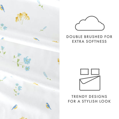 Bluebirds Pattern 4-Piece Sheet Set - Sale