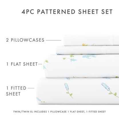 Bluebirds Pattern 4-Piece Sheet Set - Sale