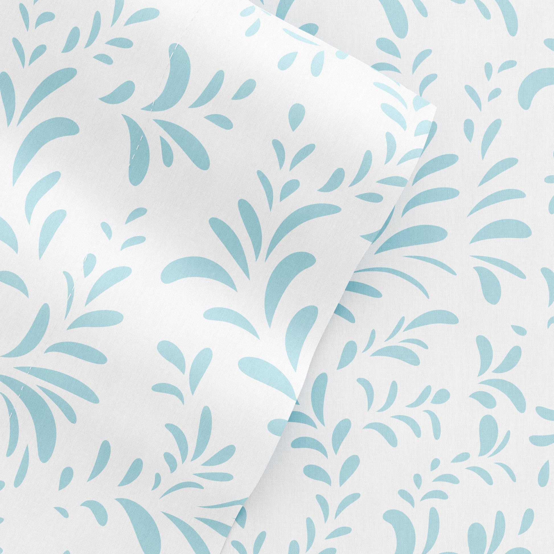 Light Blue, Burst of Vines Pattern 4-Piece Sheet Set