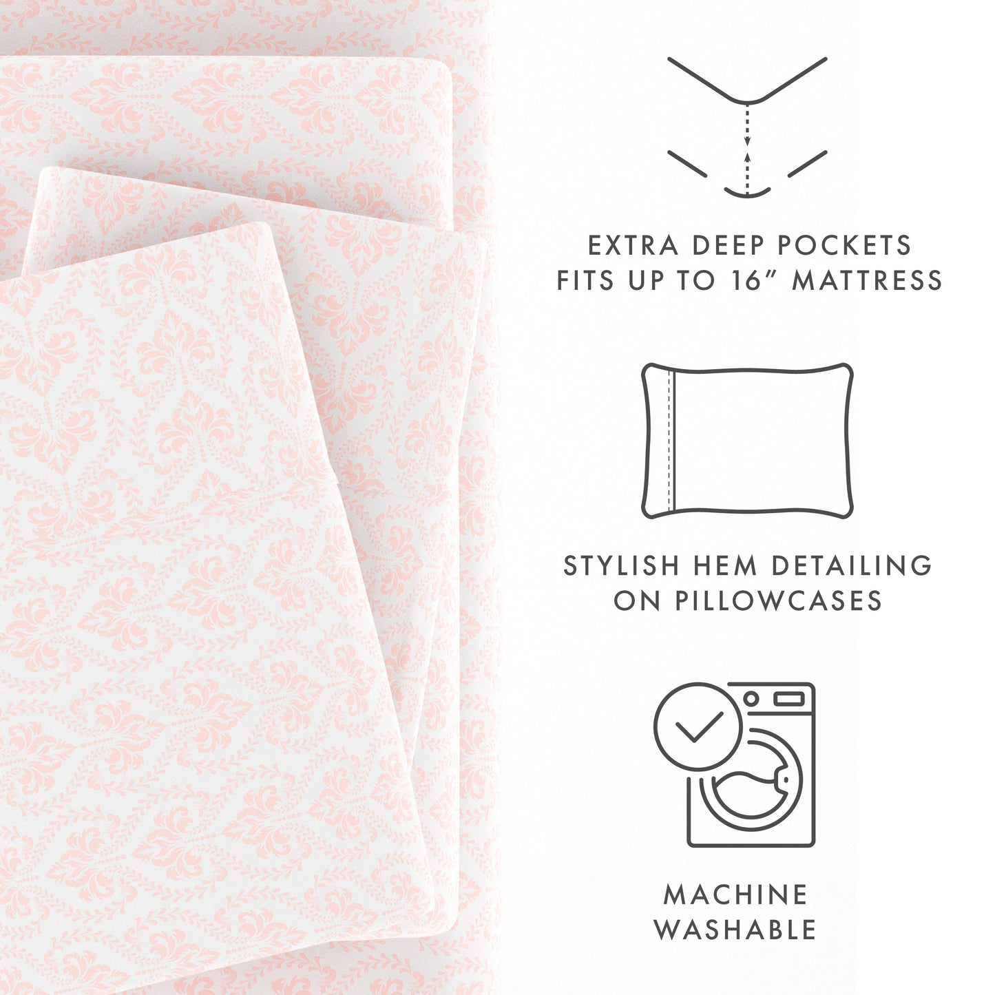 Classic in Pink Pattern 4-Piece Sheet Set