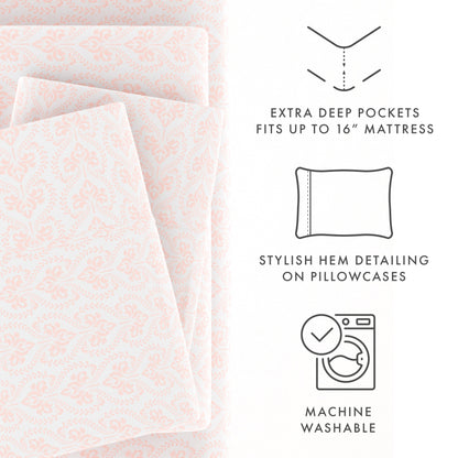 Classic in Pink Pattern 4-Piece Sheet Set