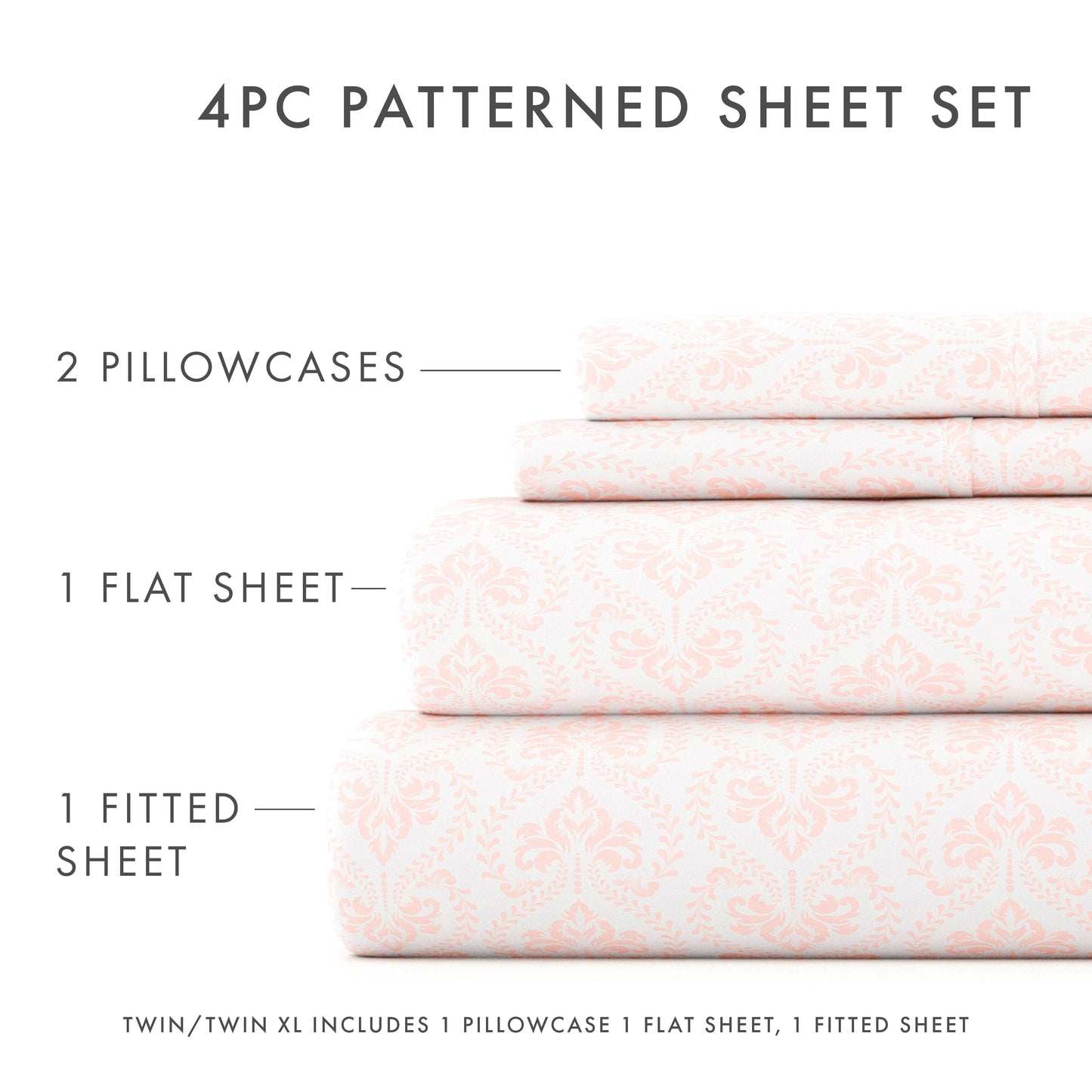 Classic in Pink Pattern 4-Piece Sheet Set