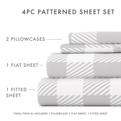 Country Plaid Pattern 4-Piece Sheet Set