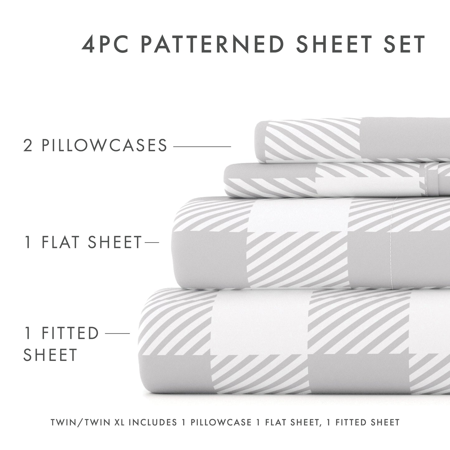 Country Plaid Pattern 4-Piece Sheet Set - Sale