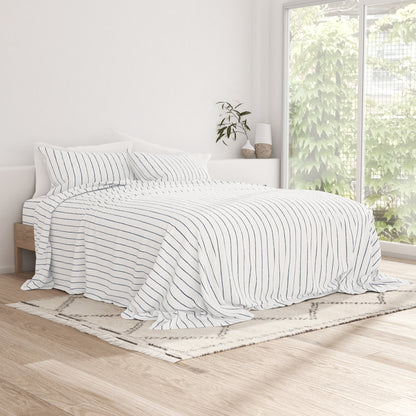 Distressed Field Stripe Pattern 4-Piece Sheet Set