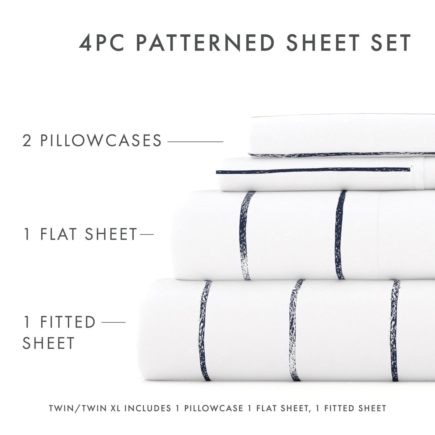 Distressed Field Stripe Pattern 4-Piece Sheet Set