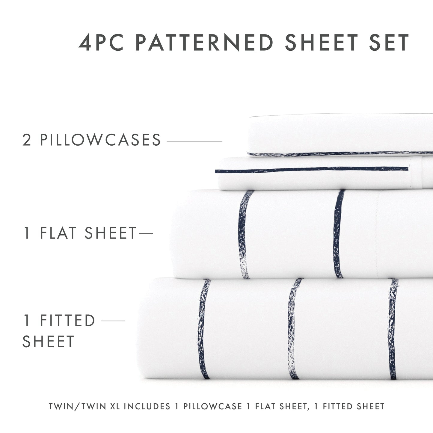 Distressed Field Stripe Pattern 4-Piece Sheet Set - Sale