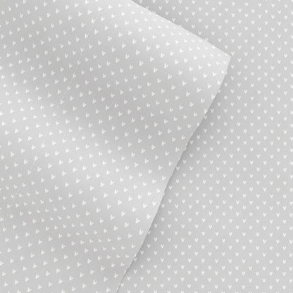 Light Gray, My Heart Pattern 4-Piece Sheet Set