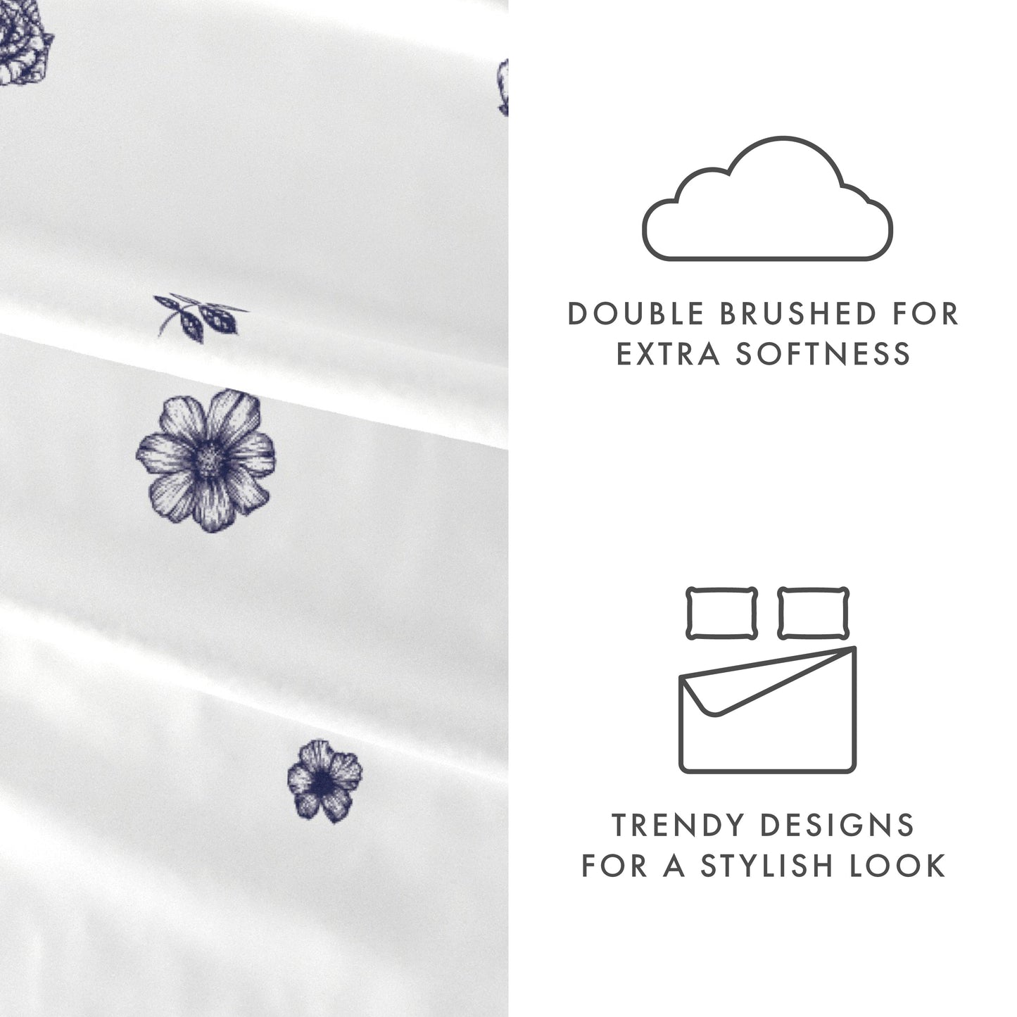 Indigo Flowers Pattern 4-Piece Sheet Set - Sale