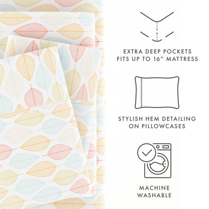 Leaf Pattern 4-Piece Sheet Set