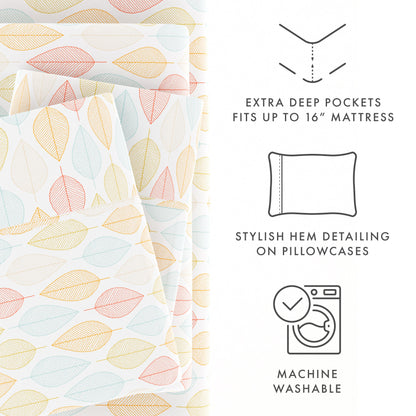 Leaf Pattern 4-Piece Sheet Set - Sale