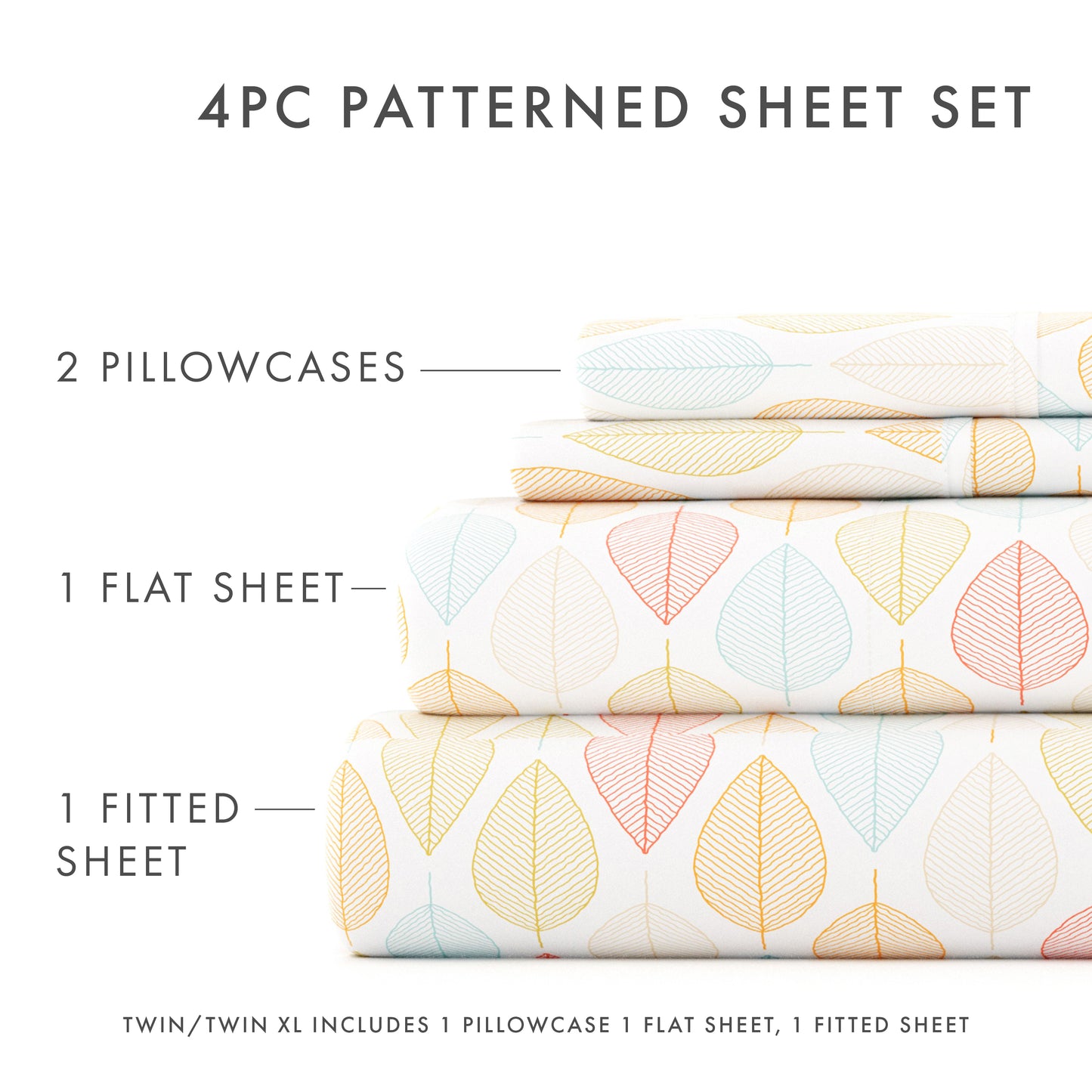 Leaf Pattern 4-Piece Sheet Set