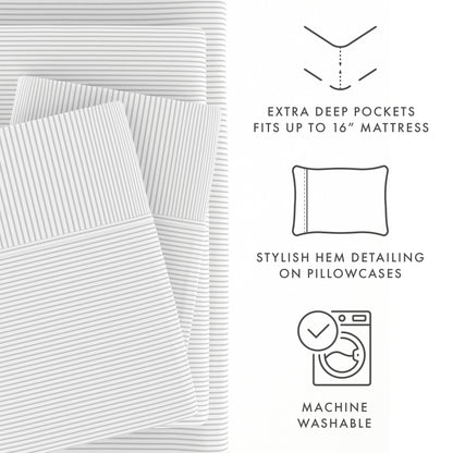 Pinstriped Pattern 4-Piece Sheet Set