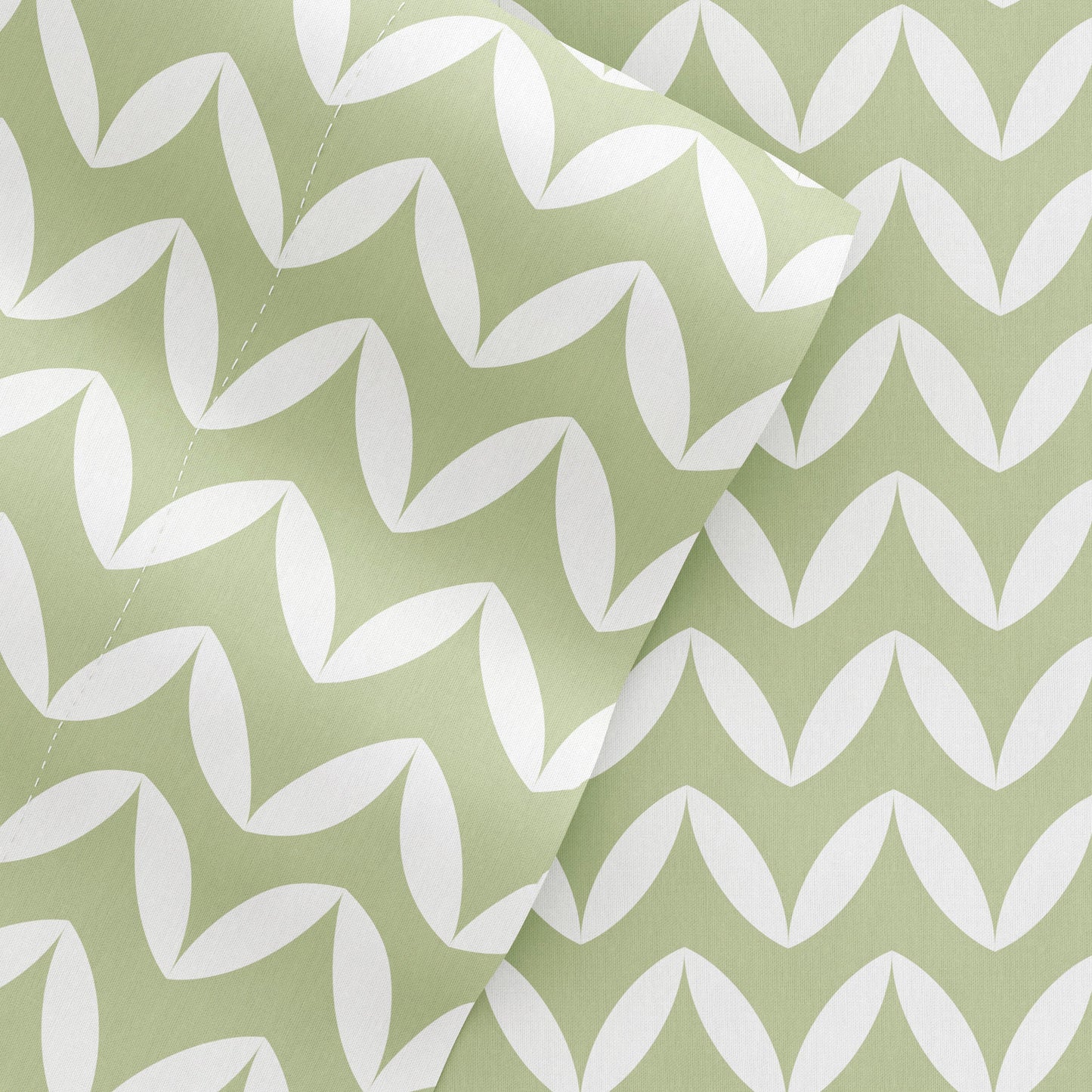 Sage, Puffed Chevron Pattern 4-Piece Sheet Set