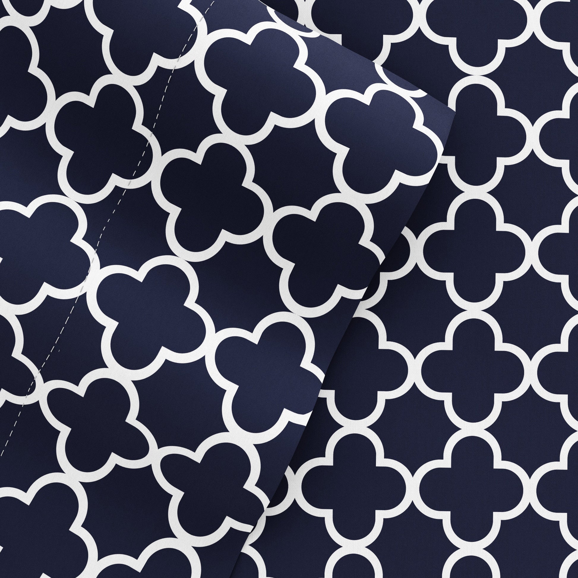 Navy, Quatrefoil Pattern 4-Piece Sheet Set