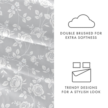 Rose Gray Pattern 4-Piece Sheet Set