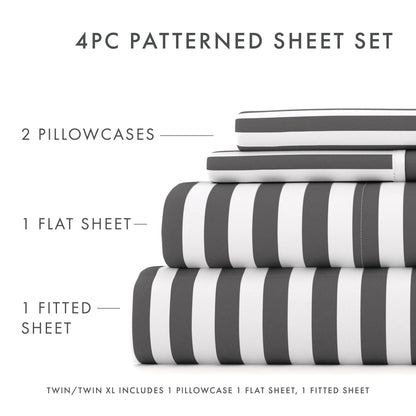 Ribbon Pattern 4-Piece Sheet Set - Sale