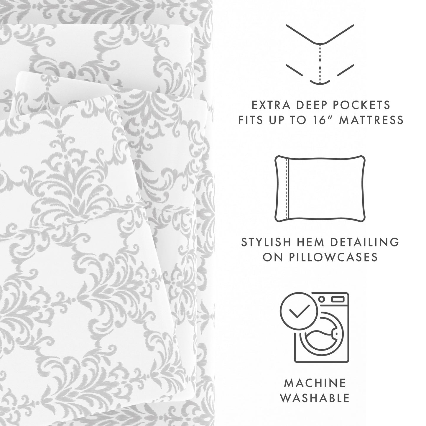 Soft Bouquet Pattern 4-Piece Sheet Set