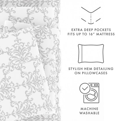 Soft Bouquet Pattern 4-Piece Sheet Set - Sale