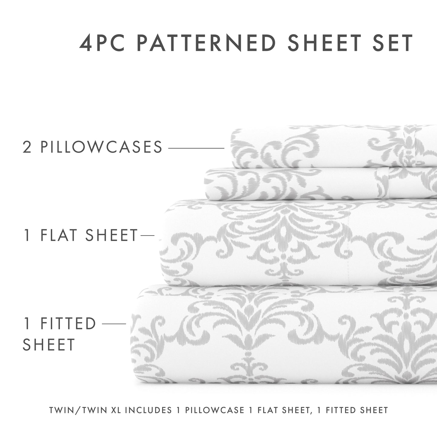 Soft Bouquet Pattern 4-Piece Sheet Set