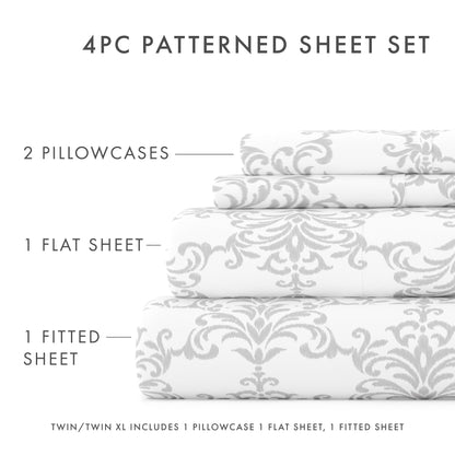 Soft Bouquet Pattern 4-Piece Sheet Set - Sale