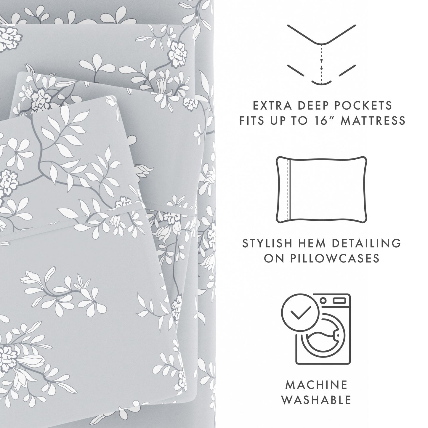 Trellis Vine Pattern 4-Piece Sheet Set