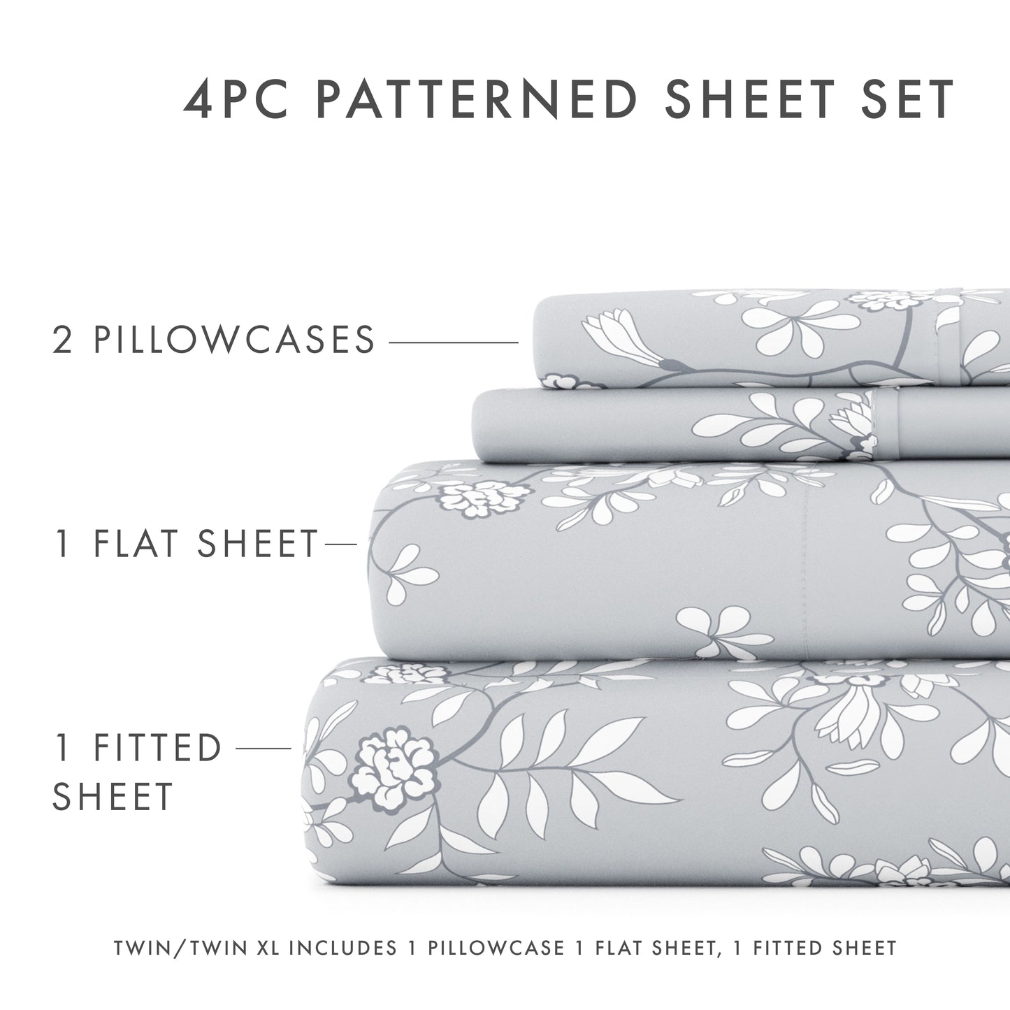 Trellis Vine Pattern 4-Piece Sheet Set