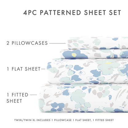 Violets Pattern 4-Piece Sheet Set