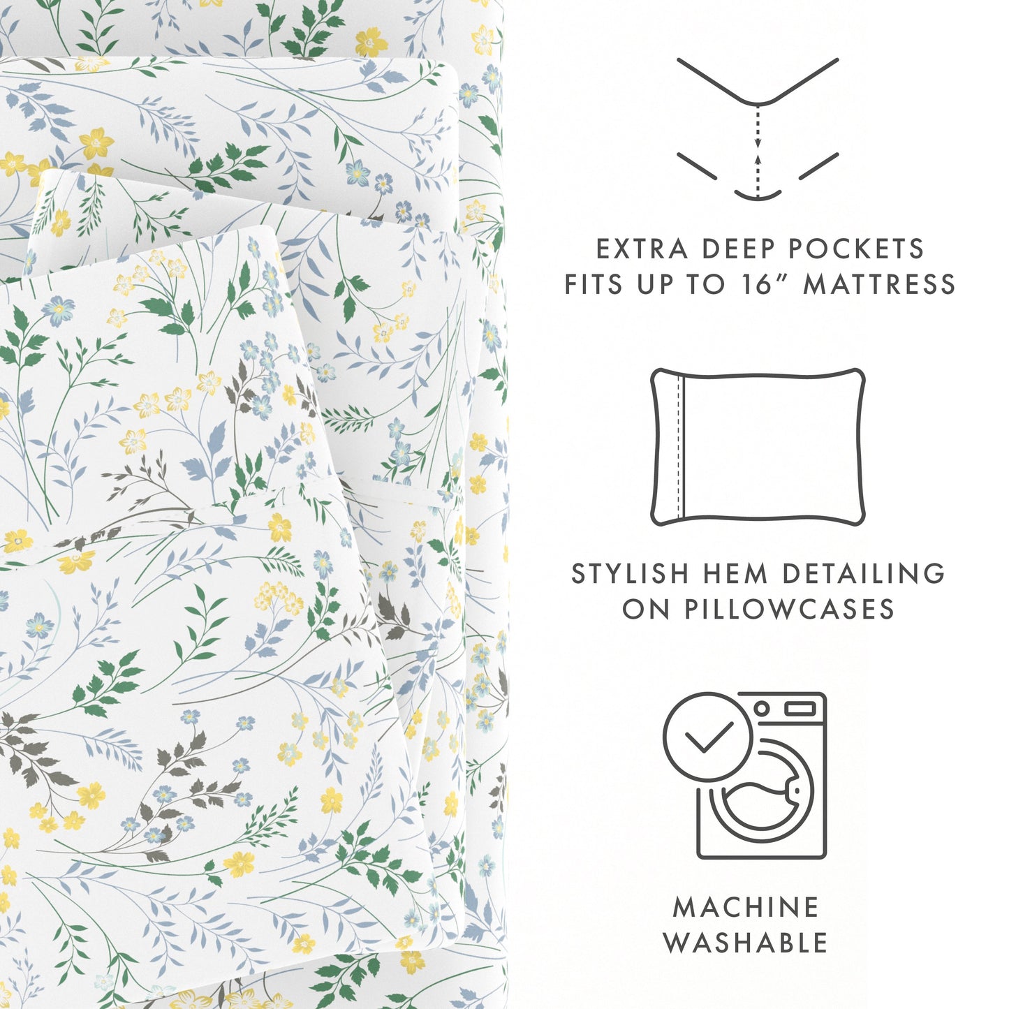 Wildflower Pattern 4-Piece Sheet Set - Sale