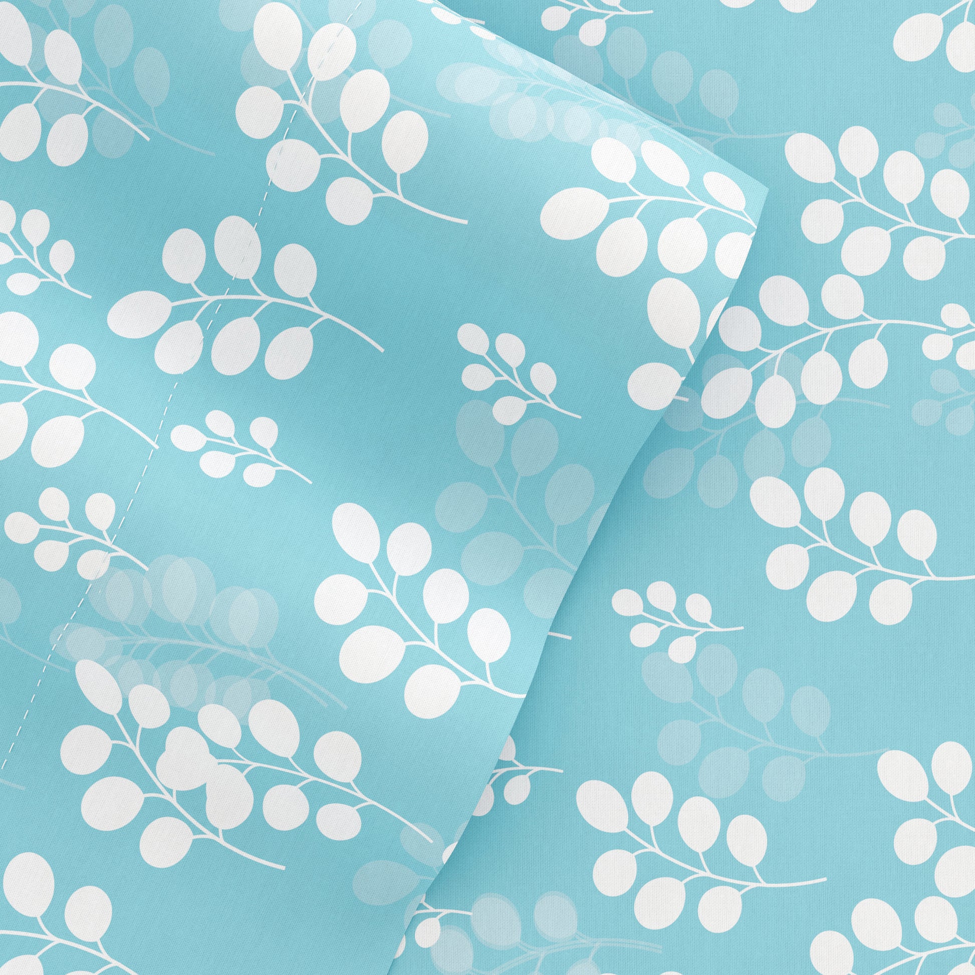 Pale Blue, Wheatfield Pattern 4-Piece Sheet Set